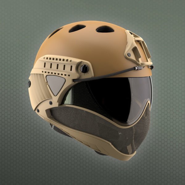 open face tan helmet