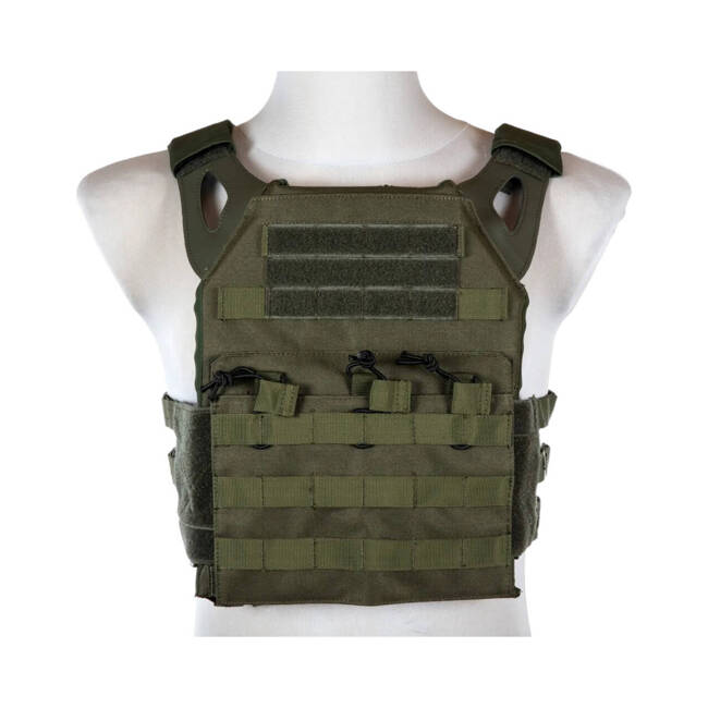  JUMER PLATE CARRIER WITH 3 M4 POCKETS AND FAKE BALLISTIC PLATES - FOLIAGE GREEN