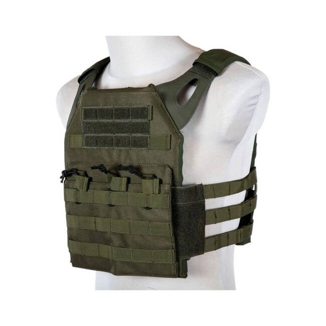  JUMER PLATE CARRIER WITH 3 M4 POCKETS AND FAKE BALLISTIC PLATES - FOLIAGE GREEN