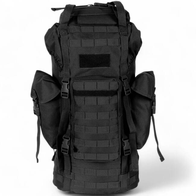 BACKPACK COMBAT BW - MOLLE - ALUMINUM ROD - 65 L - MFH - BLACK