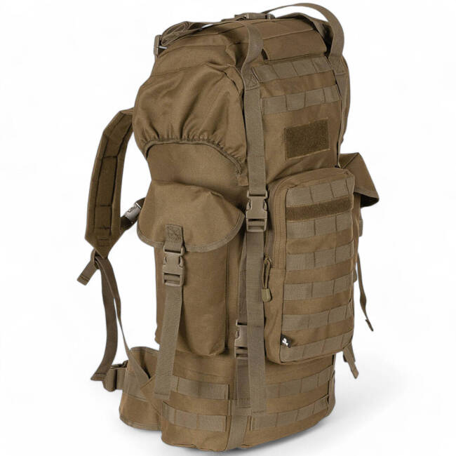 BACKPACK COMBAT BW - MOLLE - ALUMINUM ROD - 65 L - MFH - COYOTE