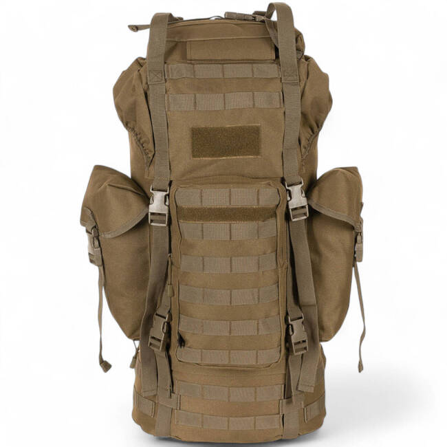 BACKPACK COMBAT BW - MOLLE - ALUMINUM ROD - 65 L - MFH - COYOTE