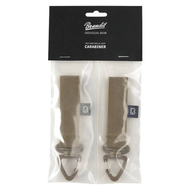 BELT CARABINER WITH LOOP - MOLLE - 2 PCS - CAMEL - BRANDIT 