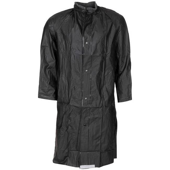 BLACK RAINCOAT - MILITARY SURPLUS FROM THE SWEDISH ARMY - LIKE NEW ( STORAGE MARKS)