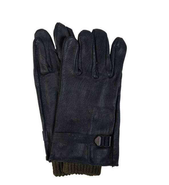 BLACK US-TYPE LEATHER GLOVES - MILITARY SURPLUS FROM THE BELGIAN ARMY - LIKE NEW