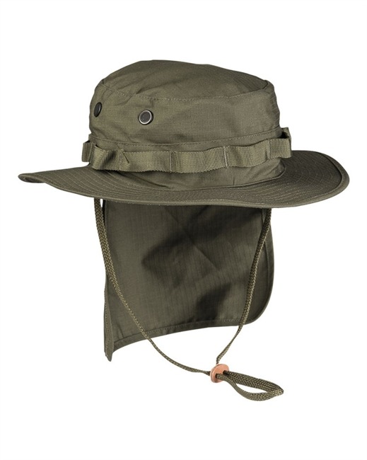 BRITISH BOONIE HAT WITH NECK FLAP - RIPSTOP - Mil-Tec® - OD