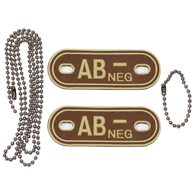 Blood Group Marker, chains, dog tags, desert, "AB NEG", 3D