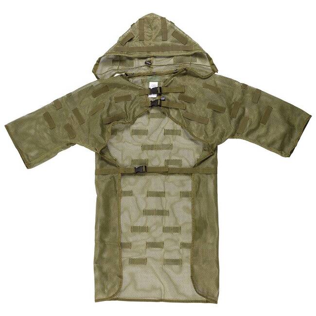 CAMOUFLAGE MESH COAT WITH FASTENING LOOPS - OLIVE GREEN - MFH