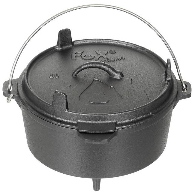 CAST IRON POT - "DUTCH OVEN" - 3.8 L - BLACK - FOX® Outdoor