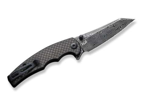 CIVIVI POCKET KNIFE P87 TWILL CARBON DAMASCUS