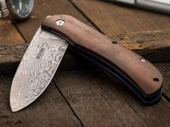 DAMASCUS KNIFE EXSKELIBUR I COCOBOLO - BOKER PLUS