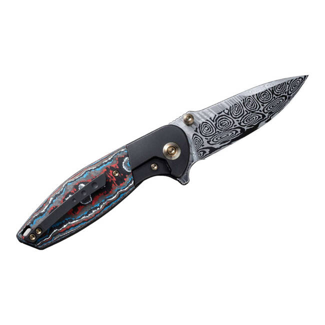 DAMASCUS KNIFE NITRO MINI BLACK TITANIUM NEBULA CARBON - WE KNIFE