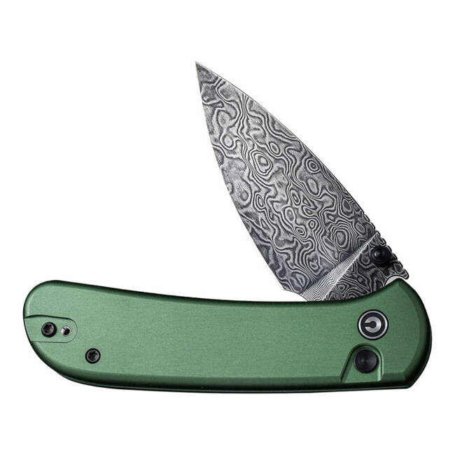 DAMASCUS KNIFE QUBIT ALUMINUM GREEN - CIVIVI