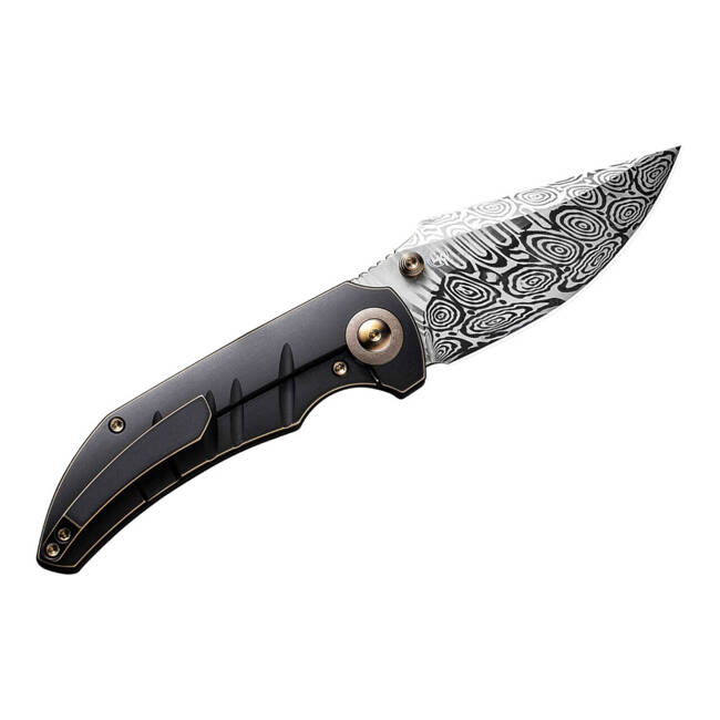 DAMASCUS KNIFE RIFF-RAFF BRONZE & BLACK TITANIUM - WE KNIFE