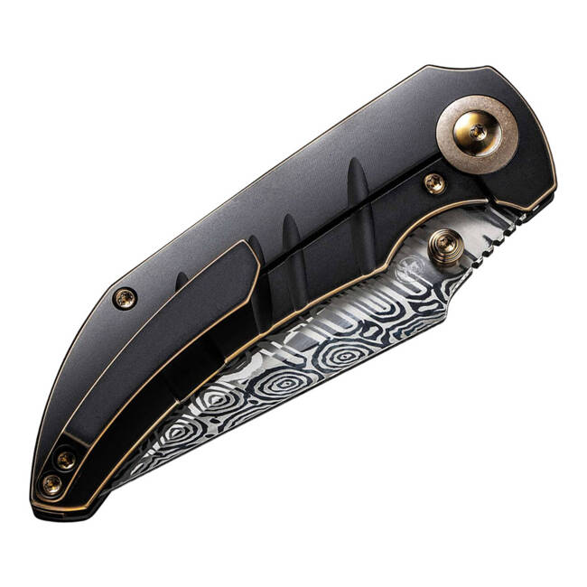 DAMASCUS KNIFE RIFF-RAFF BRONZE & BLACK TITANIUM - WE KNIFE