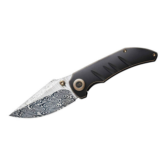 DAMASCUS KNIFE RIFF-RAFF BRONZE & BLACK TITANIUM - WE KNIFE