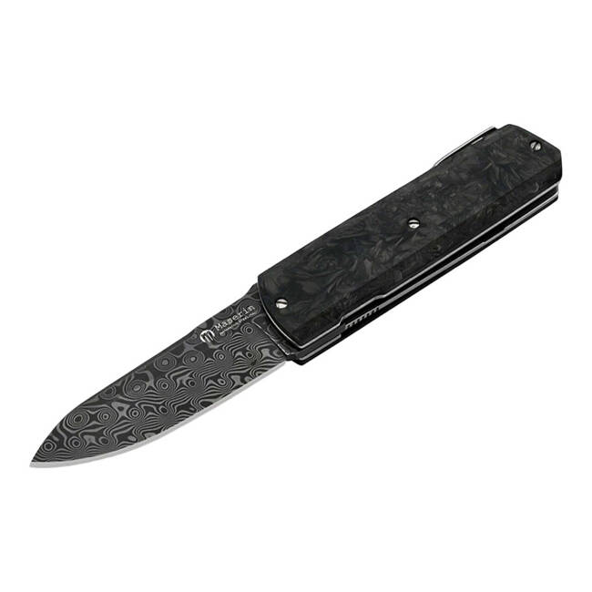 DAMASCUS KNIFE SILVER SPORT KNIFE CF BLACK - MASERIN