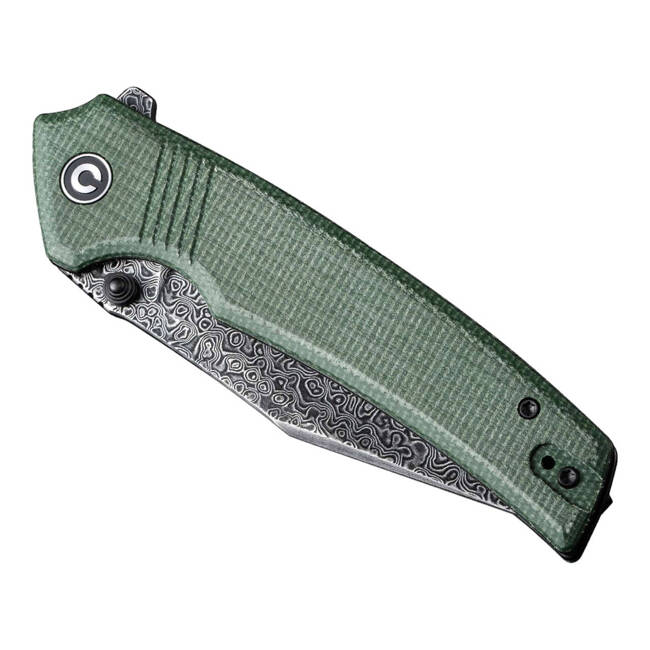 DAMASCUS KNIFE TRANQUIL MICARTA GREEN - CIVIVI