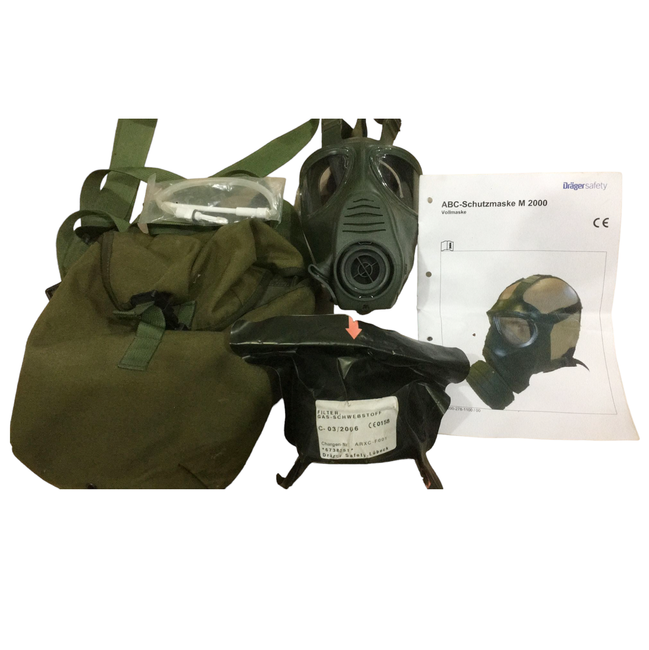 Dräger M2000 military gas mask with the Romanian army-issued carrier - Military Surplus from Romanian Army - Like New