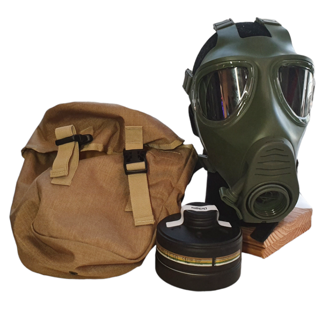 Dräger M2000 military gas mask with the Romanian army-issued carrier - Military Surplus from Romanian Army - Like New