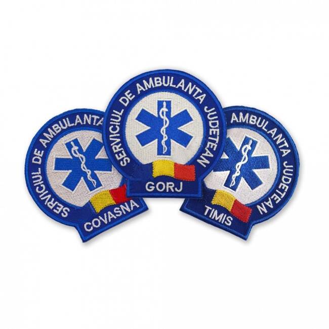 EMBLEMA AMBULANTA SAJ MANECA, CU APLICARE DE TIP VELCRO (CU SCAI) - ALBA