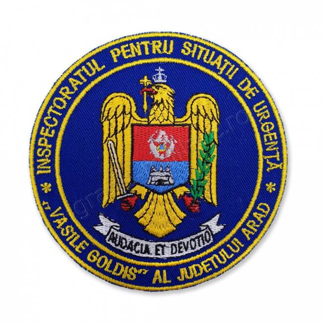 Emblema Inspectoratul pentru Situatii de Urgenta Arad, ISU ARAD, cu aplicare prin coasere