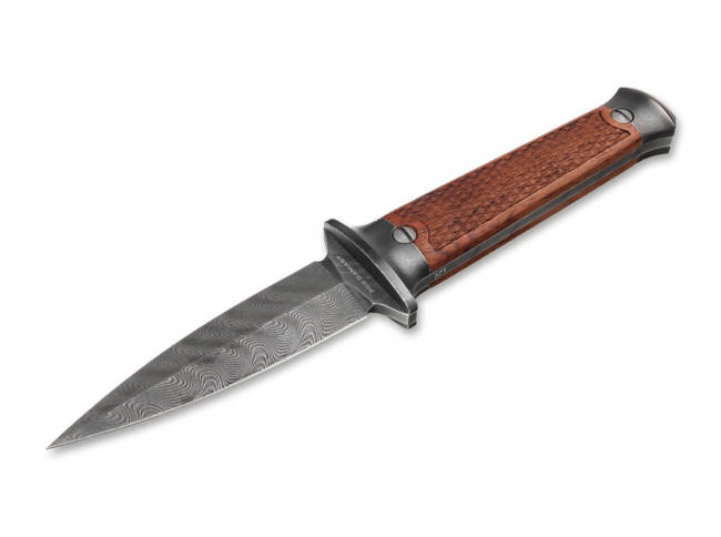 FIXED BLADE KNIFE P08 DAMASCUS - BROWN 