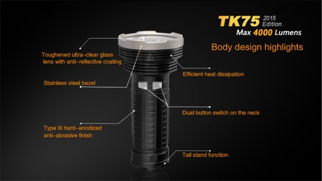 Flashlight Fenix TK75, water resistant