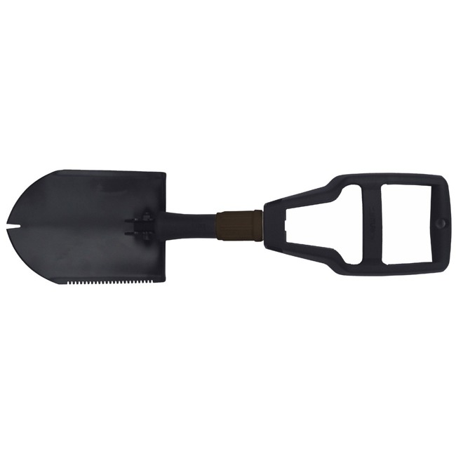 Folding Shovel, plastic handle, black, with bag