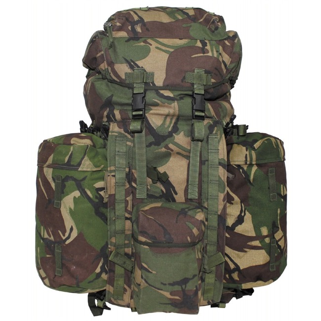 GB Backpack, "PLCE LONG", side pockets, DPM camo, used, 100 liters 