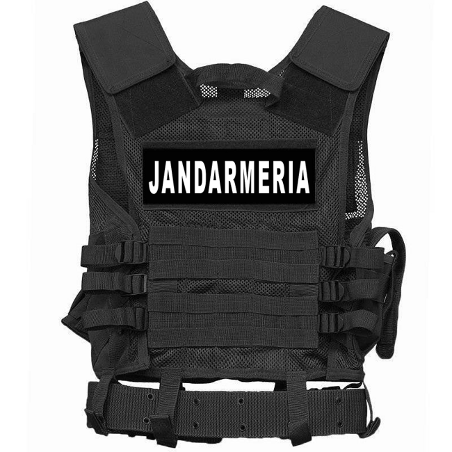 JANDARMERIA TACTICAL VEST - WITH NET AND BELT - BLACK