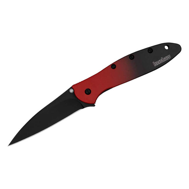 KNIFE WITH ASSISTED OPENER LEEK ALUMINUM GRADIENT WITH BLACK BLADE - RED/BLACK - KERSHAW