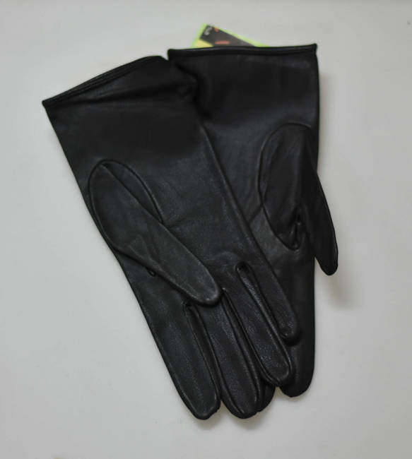 LADIES LEATHER GLOVES, WITHOUT PADDING - BLACK - MILITARY SURPLUS ROMANIAN ARMY - LIKE NEW 