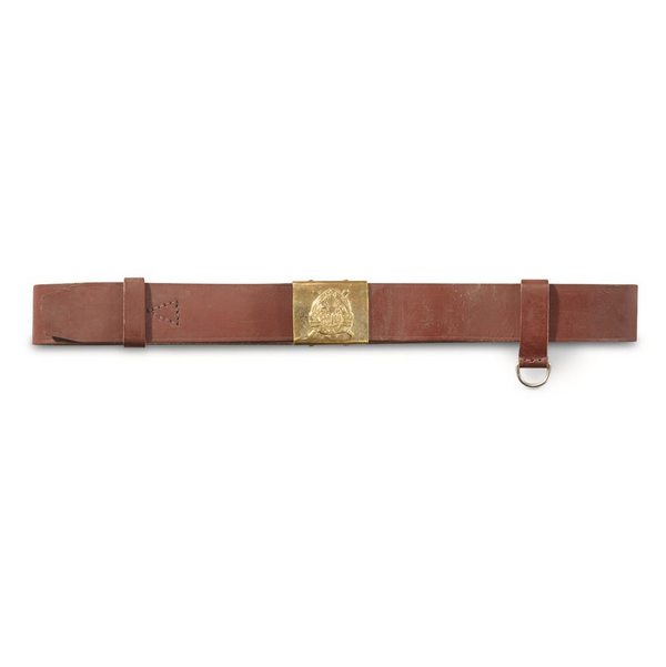 LEATHER BELT WITH GOLDEN BUCKLE - MILITARY SURPLUS ROMANIAN ARMY - USED