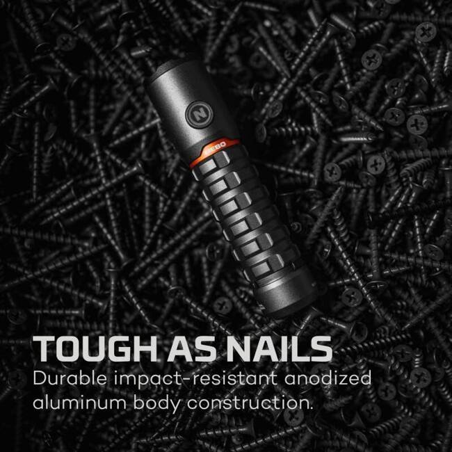 LED flashlight Nebo Torchy 2K, battery, 2000lm, 3 brightness steps, turbo function and flashing light, aluminum, IP66, grey