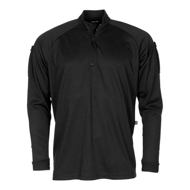 LONG-SLEEVED BLACK FUNCTIONAL SHIRT, WITH ZIP - MILITARY SURPLUS FROM BRITISH ARMY - LIKE NEW