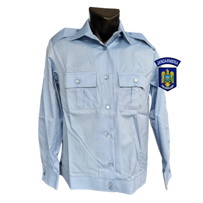 LONG-SLEEVED BLOUSE SHIRT WITH LONG SLEEVES, POCKETS, EPAULETS AND HEM BAND - MEN - BLUE - JANDARMERIA IJJ