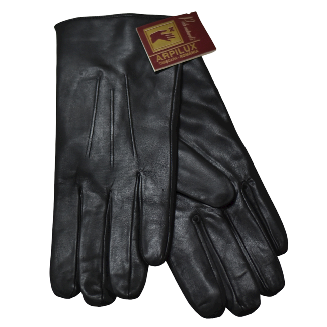 MEN'S LEATHER GLOVES - BLACK - MILITARY SURPLUS ROMANIAN ARMY - LIKE NEW 