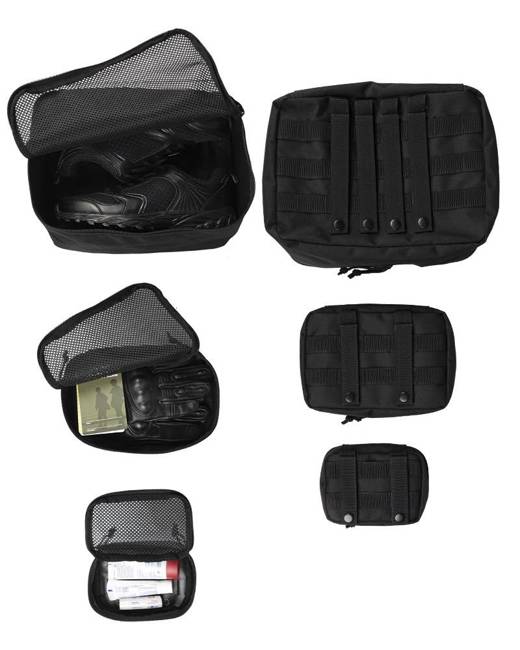 MESH POUCH SET - MIL-TEC® - 3 PIECES - BLACK