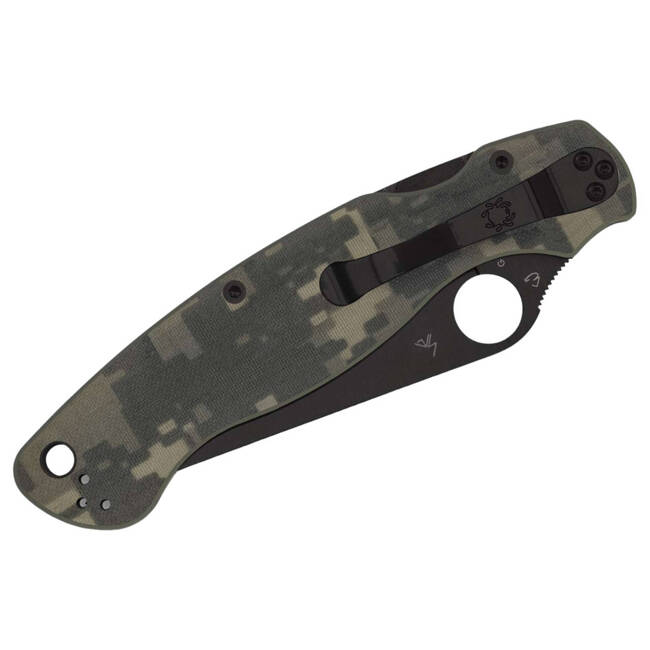 MILITARY 2 G10 DIGITAL CAMO BLACK BLADE PLAINEDGE - POCKET KNIFE - SPYDERCO