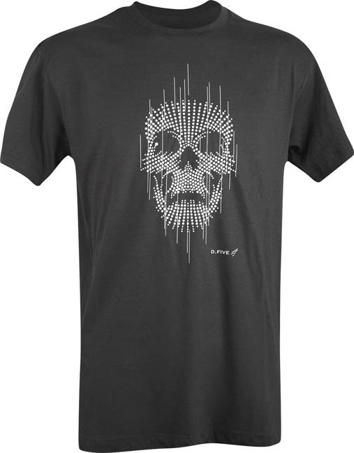 ORGANIC COTTON T SHIRT "DOTTED SKULL" - BLACK