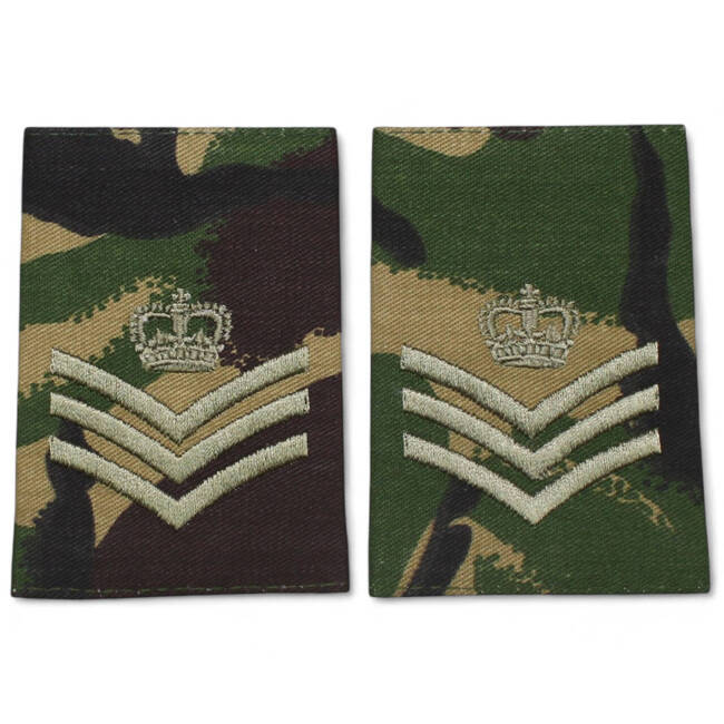 PAIR OF EPAULETS - STAFF SERGEANT - MILITARY SURPLUS BRITISH ARMY - DPM CAMO - AS NEW