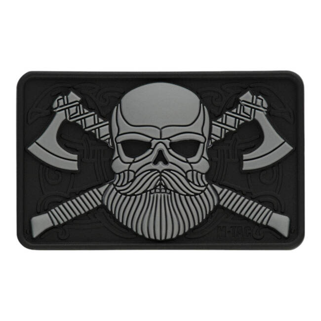 PATCH BEARDED SKULL 3D PVC - BLACK/GREY - M-TAC