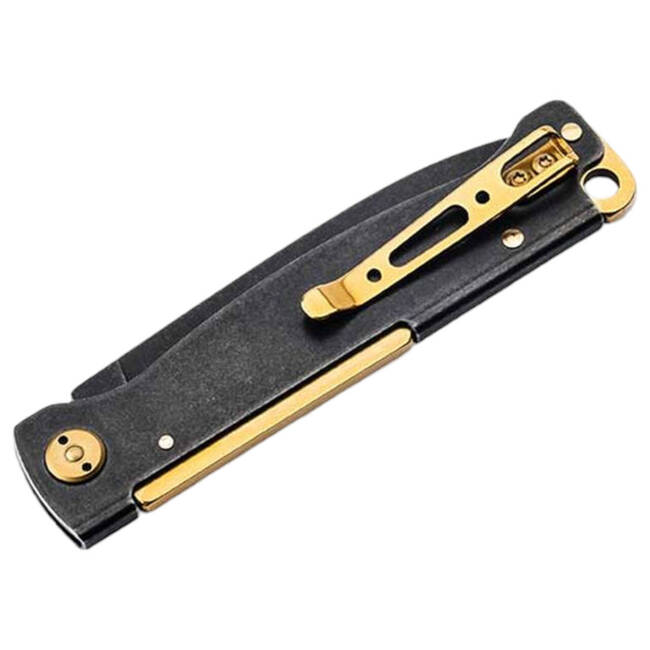 POCKET KNIFE ATLAS BLACK STONEWASH BRASS - BOKER PLUS