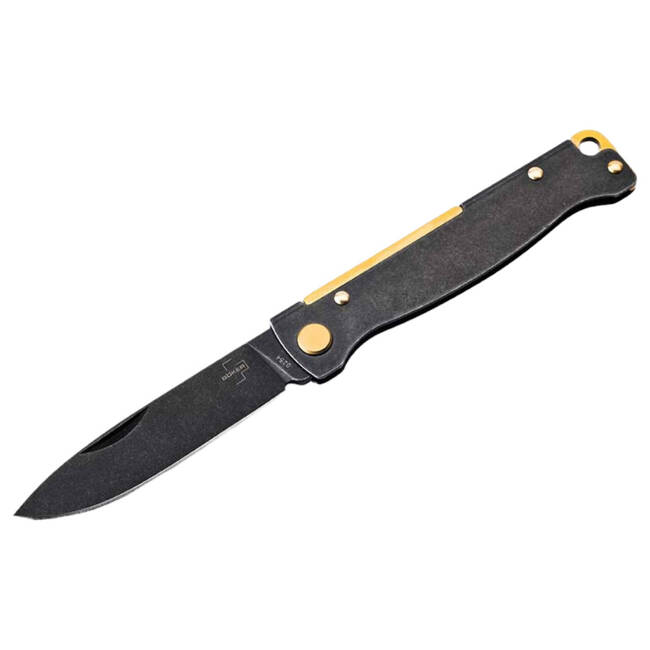 POCKET KNIFE ATLAS BLACK STONEWASH BRASS - BOKER PLUS