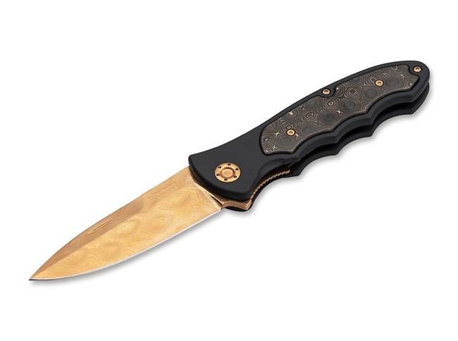 POCKET KNIFE LEOPARD-DAMASCUS III GOLD 42 - BOKER 