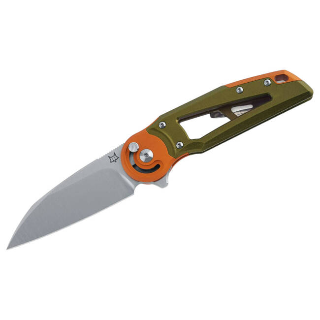 POCKET KNIFE METAMORPHOSIS WHARNCLIFFE M390 ALUMINUM GREEN & ORANGE PVD - FOX KNIVES