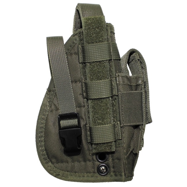 RIGHT-HANDED PISTOL HOLSTER - WITH MOLLE HOLDER FOR VEST - MFH® - OD GREEN