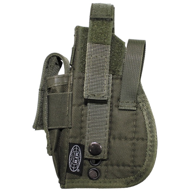 RIGHT-HANDED PISTOL HOLSTER - WITH MOLLE HOLDER FOR VEST - MFH® - OD GREEN