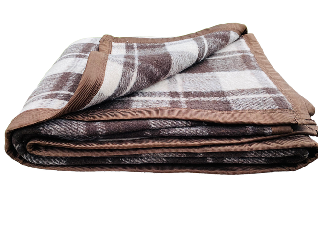 Romanian wool blanket, Economy1 pattern, 140x200cm, brown/beige